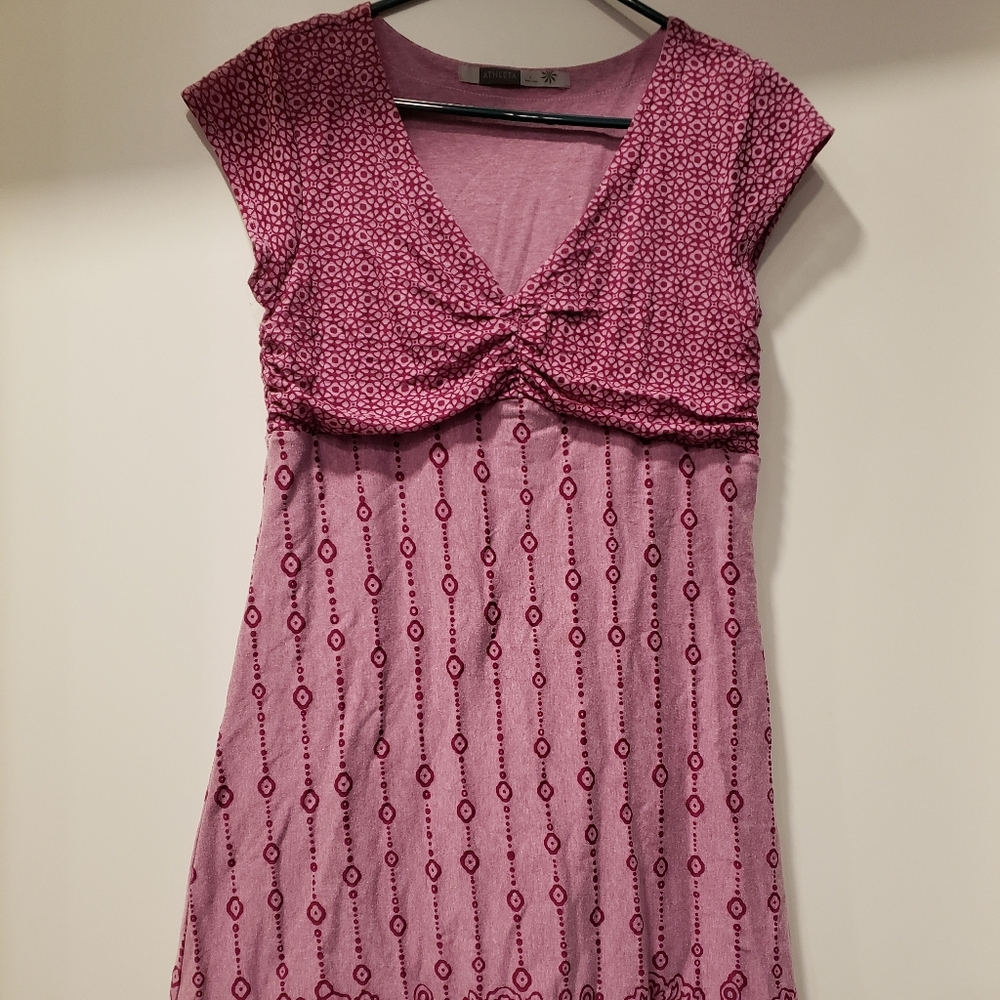Athleta Pink Patterned Midi Dress